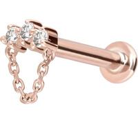 PIERCINGLINE Piercing de oro de 14 quilates con arco de Mossanita, cadena de 0,045 quilates, color y tamaño a elegir, 1,2 mm Stabstärke / 8 mm Stablänge, Oro 585 de 14 quilates titanio (grado 23)