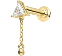 PIERCINGLINE Piercing de oro de 14 quilates con cierre de presión triangular, con cadena de 0,1 ct, 1,2 mm Stabstärke / 10 mm Stablänge, Oro 585 de 14 quilates titanio (grado 23)