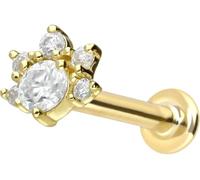 PIERCINGLINE Piercing de oro de 14 quilates con cierre push fit mossanita - Flor Color y tamaño a elegir, 1,2 mm Stabstärke / 8 mm Stablänge, Oro 585 de 14 quilates titanio (grado 23), Moissanita