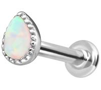 PIERCINGLINE Piercing de oro de 14 quilates con diseño de gota de ópalo, 1,2 mm Stabstärke / 8 mm Stablänge, Oro 585 de 14 quilates titanio (grado 23)