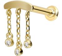 PIERCINGLINE Piercing de oro de 14 quilates con diseño de mossanita, 0,015 ct, 1,2 mm Stabstärke / 10 mm Stablänge, Oro 585 de 14 quilates titanio (grado 23)