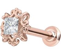 PIERCINGLINE Piercing de oro de 14 quilates con forma de moissanita cuadrada + nombre de 0,15 ct, 1,2 mm Stabstärke / 10 mm Stablänge, Oro 585 de 14 quilates titanio (grado 23)