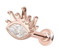 PIERCINGLINE Piercing de oro de 14 quilates con forma de moissanita ovalada + rayos de sol de 0,1 ct, 1 mm Stabstärke / 7 mm Stablänge, Oro 585 de 14 quilates titanio (grado 23)