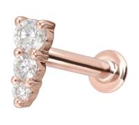 PIERCINGLINE Piercing de oro de 14 quilates con rosca interior, diseño de conos de hielo y moissanita, 1,2 mm Stabstärke / 6 mm Stablänge, Oro 585 de 14 quilates, Moissanita