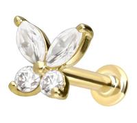 PIERCINGLINE Piercing de oro de 14 quilates con rosca interior Mossanita, color y tamaño a elegir, 1,2 mm Stabstärke / 8 mm Stablänge, Oro 585 de 14 quilates, Moissanita