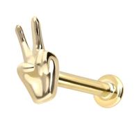 PIERCINGLINE Piercing de oro de 14 quilates con rosca interior, símbolo de la paz, color y tamaño a elegir, 1,2 mm Stabstärke / 8 mm Stablänge, Oro 585 de 14 quilates, Moissanita