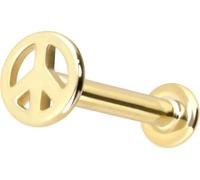 PIERCINGLINE Piercing de oro de 14 quilates con sello Push Fit Peace, color y tamaño a elegir, 1,2 mm Stabstärke / 10 mm Stablänge, Oro 585 de 14 quilates titanio (grado 23)