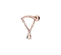 PIERCINGLINE Piercing de titanio con rosca interior, arco + cadena + gotas de cristal - oro rosa, negro, dorado, plateado, Stablänge: 6mm, Titanio, Cristal