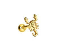 PIERCINGLINE Piercing de titanio con rosca interior, diseño de escorpión, color dorado y plateado, Stablänge: 6mm, Titanio, sin gema