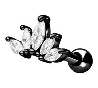 PIERCINGLINE piercing en acero quirúrgico - flor de loto en forma de espiga, hélix o tragus en color negro