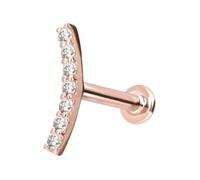 PIERCINGLINE Piercing Labret de oro de 14 quilates con rosca interior, arco de moissanita, 1,2 mm Stabstärke / 8 mm Stablänge, Oro 585 de 14 quilates, Moissanita