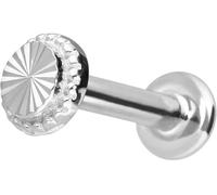 PIERCINGLINE Piercing Labret de oro de 14 quilates con rosca interior con DISC color y tamaño a elegir, 1 mm Stabstärke / 6 mm Stablänge, Oro 585 de 14 quilates, Moissanita