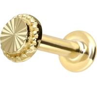 PIERCINGLINE Piercing Labret de oro de 14 quilates con rosca interior con DISC color y tamaño a elegir, 1 mm Stabstärke / 6 mm Stablänge, Oro 585 de 14 quilates, Moissanita