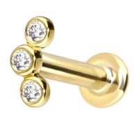 PIERCINGLINE Piercing Labret de oro de 14 quilates con rosca interior de Mossanita, color y tamaño a elegir, 1,2 mm Stabstärke / 8 mm Stablänge, Oro 585 de 14 quilates, Moissanita