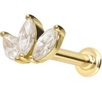 PIERCINGLINE Piercing Labret de oro de 14 quilates con rosca interior Mossanita, color y tamaño a elegir, 1,2 mm Stabstärke / 8 mm Stablänge, Oro 585 de 14 quilates, Moissanita