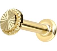 PIERCINGLINE Piercing para la oreja de oro de 14 quilates con Push Fit DISC color y tamaño a elegir, 1 mm Stabstärke / 6 mm Stablänge, Oro 585 de 14 quilates titanio (grado 23)