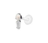 PIERCINGLINE PTFE Labret con rosca hembra + accesorio de titanio ópalo sintético + rectángulo de cristal - oro rosa, transparente, negro, dorado, blanco y plateado, Stablänge: 6mm | Stabstärke: 1,2mm