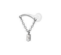 PIERCINGLINE PTFE Labret con rosca interior + accesorio de titanio arco + cadena + rectángulo de cristal - oro rosa, transparente, negro, dorado, plateado, Stablänge: 8mm | Stabstärke: 1,6mm, PTFE