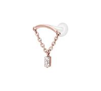 PIERCINGLINE PTFE Labret con rosca interior + accesorio de titanio arco + cadena + rectángulo de cristal - oro rosa, transparente, negro, dorado, plateado, Stablänge: 10mm | Stabstärke: 1,6mm, PTFE