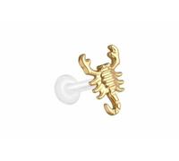 PIERCINGLINE PTFE Labret con rosca interna + accesorio de titanio Escorpión - Transparente, dorado, plateado, Stablänge: 7mm | Stabstärke: 1,6mm, PTFE, titanio, sin gema