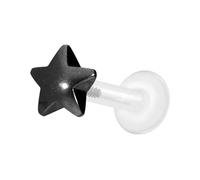 PIERCINGLINE PTFE Labret con rosca interna + accesorio de titanio STERN - Oro rosa, transparente, negro, dorado, plateado, Stablänge: 8mm | Stabstärke: 1,6mm, PTFE, titanio, sin gema