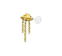 PIERCINGLINE PTFE Labret con rosca interna + accesorio de titanio UFO + cadenas + cristales - oro rosa, transparente, negro, dorado, plateado, Stablänge: 8mm | Stabstärke: 1,2mm, PTFE, titanio