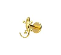 PIERCINGLINE Titan Labret GECKO - Oro rosa, negro, dorado, plateado, Stablänge: 8mm | Stabstärke: 1,2mm, Titanio, sin gema