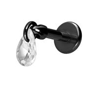 PIERCINGLINE Titan Labret - Gotas de cristal con rosca interior, color oro rosa, negro, dorado y plateado, Stablänge: 8mm | Stabstärke: 1,6mm, Titanio, Cristal