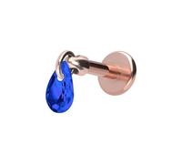 PIERCINGLINE Titan Labret - Gotas de cristal con rosca interior, color oro rosa, negro, dorado y plateado, Stablänge: 6mm | Stabstärke: 1,6mm, Titanio, Cristal