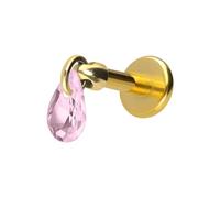 PIERCINGLINE Titan Labret - Gotas de cristal con rosca interior, color oro rosa, negro, dorado y plateado, Stablänge: 5mm | Stabstärke: 1,2mm, Titanio, Cristal