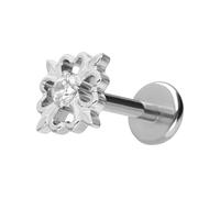 PIERCINGLINE Titan Labret - Hoja de trébol con ajuste push fit, color oro rosa, negro, dorado, plateado, Stablänge: 7mm | Stabstärke: 1mm, Titanio, Cristal