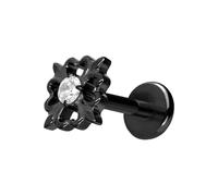 PIERCINGLINE Titan Labret - Hoja de trébol con ajuste push fit, color oro rosa, negro, dorado, plateado, Stablänge: 8mm | Stabstärke: 1mm, Titanio, Cristal