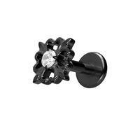 PIERCINGLINE Titan Labret - Hoja de trébol con rosca interior, color oro rosa, negro, dorado, plateado, Stablänge: 10mm | Stabstärke: 1,2mm, Titanio, Cristal