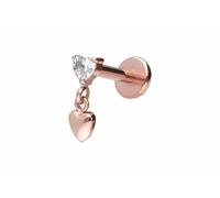 PIERCINGLINE Titan Labret Push Fit 2 Corazones - Oro rosa, Negro, Dorado y Plata, Stablänge: 10mm | Stabstärke: 1,2mm, Titanio, Cristal