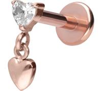 PIERCINGLINE Titan Labret Push Fit 2 Corazones - Oro rosa, Negro, Dorado y Plata, Stablänge: 8mm | Stabstärke: 1,2mm, Titanio, Cristal