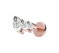 PIERCINGLINE Titanio Labret con 3 gotas de cristal engarzadas, color oro rosa, negro, dorado y plateado, Stablänge: 10mm | Stabstärke: 1,2mm, Titanio, Cristal