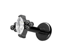 PIERCINGLINE Titanio Labret con gotas de cristal Push Fit + 6 bolas - oro rosa, negro, dorado y plateado, Stablänge: 5mm | Stabstärke: 1mm, Titanio, Cristal