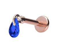 PIERCINGLINE Titanio Labret con gotas de cristal Push Fit, oro rosa, negro, dorado, plateado, Stablänge: 8mm | Stabstärke: 1mm, Titanio, Cristal