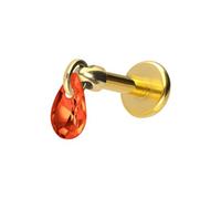 PIERCINGLINE Titanio Labret con gotas de cristal Push Fit, oro rosa, negro, dorado, plateado, Stablänge: 10mm | Stabstärke: 1,2mm, Titanio, Cristal