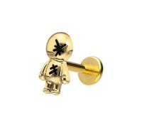 PIERCINGLINE Titanio Labret con push fit PUPPE - rojo, oro rosa, negro, dorado, blanco y plateado, Länge: 8mm | Stärke: 1mm, Titanio, sin gema