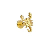 PIERCINGLINE Titanio Labret con rosca hembra Escorpión - Dorado y plateado, Stablänge: 6mm | Stabstärke: 1,6mm, Titanio, sin gema