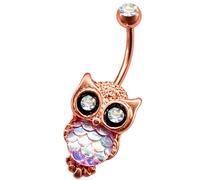 PIERCINGO Piercing para el ombligo, oro rosa, circonio, colgante de acero quirúrgico 316L, acero inoxidable 316L, plátano, piercing para el vientre, 1,6 mm x 10 mm, 1.6mm x 10mm (Banane), Acero