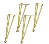 Pierna de muebles de muebles dorados de mesa de horquilla 4/8/10/12/17 pulgadas, pies de hierro sólido 3-rodeos, pies de reemplazo para sofá, sofá, mesa de café, soporte de televisión, gabinete,