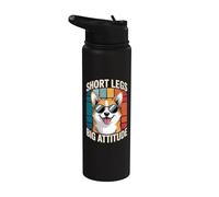 Piernas cortas Big Attitude Cool Corgi Gafas de sol Retro Vibes Stainless Steel Insulated Water Bottle