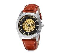 Pierre Bonnet Reloj automático 6614 para hombre Skeleton Miyota, esfera esquelética dorada, caja de acero 40 mm, cristal mineral, impermeable 5 ATM, Color blanco., Clásico