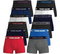 Pierre Calvini Calzoncillos tipo bóxer Hipster, paquete de 12 unidades, tallas S, M, L, XL y XXL, 12 modelos Negro, gris, azul marino, rojo, blanco y azul. XL