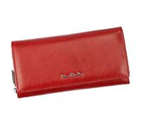 Pierre Cardin 06 Italy 106, Cartera Mujer Grande, Rectangular, 2 Monederos, 2 Compartimentos Separados para Billetes, 9 Ranuras para Tarjetas, Cerrado con Clips, Piel Natural, Rojo, 9,5x18,5x3,5 cm