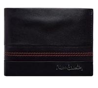 Pierre Cardin Cartera de hombre, piel auténtica, delgada, hombre, pequeña delgada rfid, regalo, cartera con monedero, piel, billetera, cartera para niño, Black Red 2, Casual