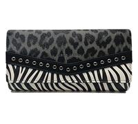 Pierre Cardin Cartera de mujer, de piel sintética, bonita, grande, espaciosa, piel, regalo, cartera con monedero, billetera, cartera para niña, gris, 18.5 x 9.5 x 3.5 cm, Contemporáneo