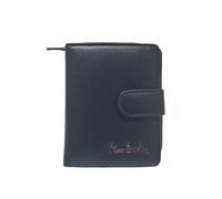 Pierre Cardin Cartera de piel auténtica con cremallera y logotipo de metal bruñido, 9 compartimentos para tarjetas, doble compartimento para monedas, porta documentos, dimensiones 10 x 9 x 2,5 Art